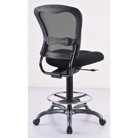 Officesource Armless, Mesh Back Task Stool with Black Upholstered Seat, Footring and Titanium Steel Base 7851NSFBK